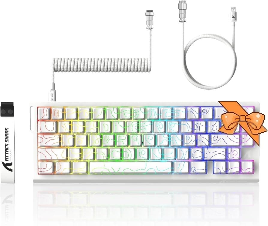 CLAVIER GAMING ATTACK SHARK X68 HE WHITE CONTOUR LINE MECANIQUE MAGNETIQUE