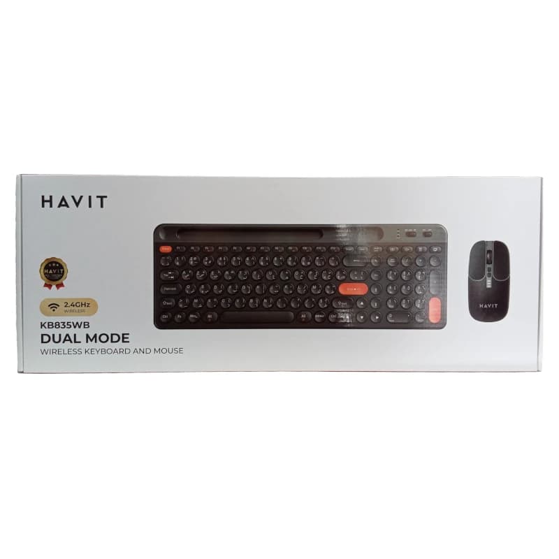 COMBO CLAVIER SOURIS HAVIT KB835W 2.4GHZ + BLUETOOTH + RECHARCHABLE