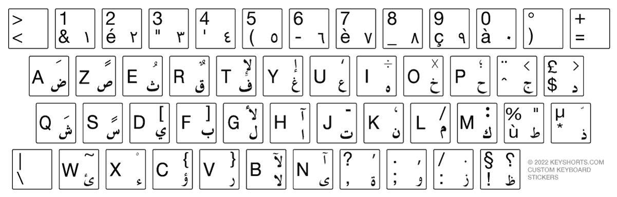 STICKER CLAVIER ARABE AZERTY