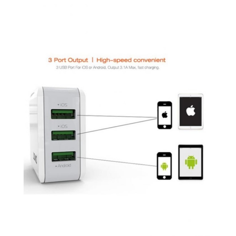 CHARGEUR LDNIO A3301 3.1A 3USB