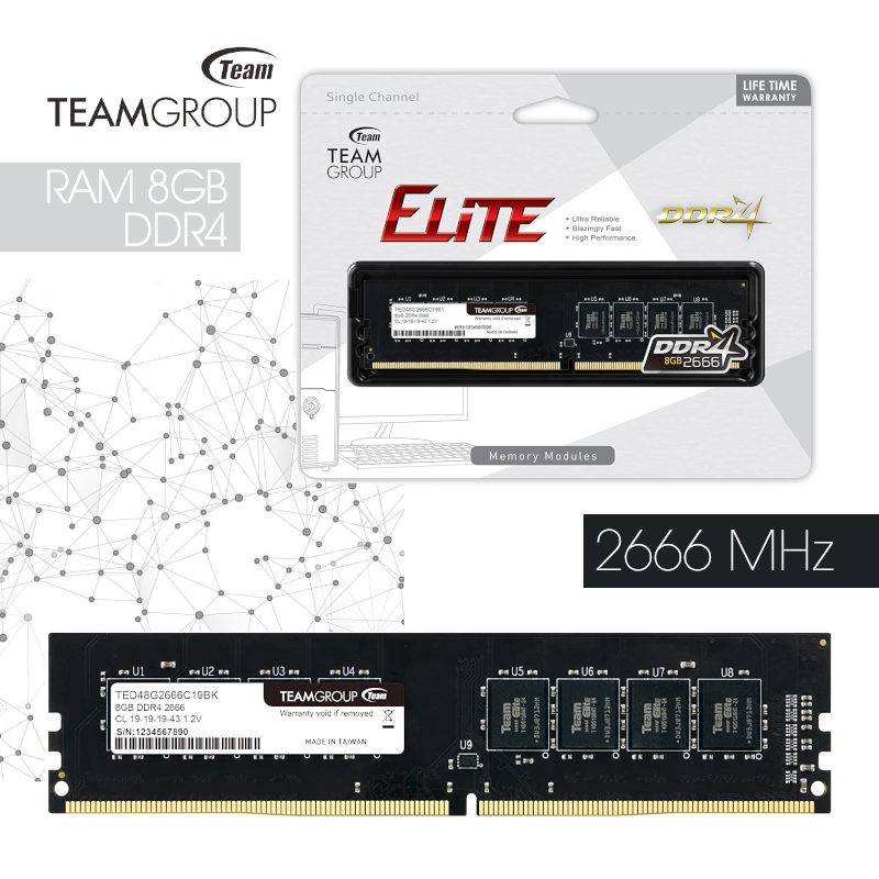 RAM TEAMGROUP ELITE 8GB DDR4 3200MHZ DESKTOP