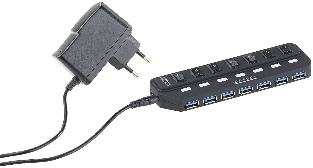 HUB PROTECH USB 3.0 7 PORTS AVEC TRANSFO