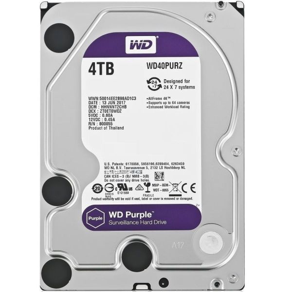 DISQUE WESTERN DIGITAL HDD  3.5'' 4TB PURPLE DVR